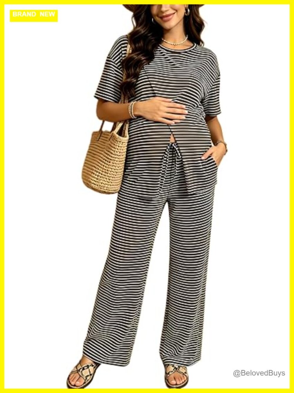 Maternity Postpartum Lounge 2 Piece Set Nursing Pajama with Pockets